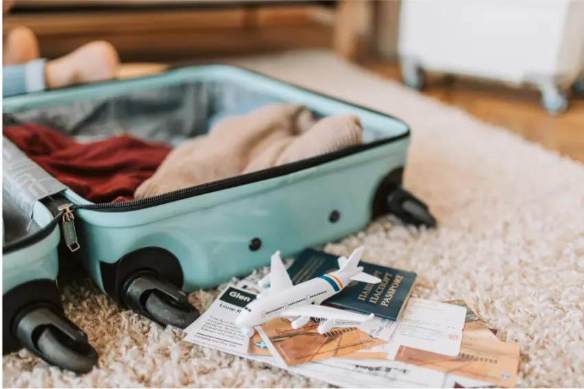 スキー旅行の荷物