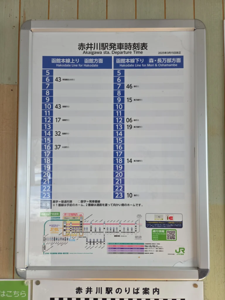 赤井川駅の時刻表